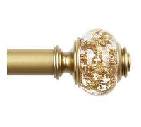 1 Inch Gold Curtain Rods for Windows 72 to 144 Inches (6 to 12 ft), USFOOK Telescoping Single Drapery Rod, Decorative Curtain Rod with Luxury Translucent Finials