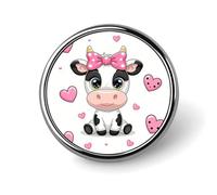 1 Inch Round Brooch Pin - Alloy Metal, Elegant Lapel Pin for Men & Women, Cute Cows Badge for Hats Jackets Shirts, Versatile Fashion Accessory