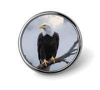 1 Inch Round Brooch Pin - Alloy Metal, Elegant Lapel Pin for Men & Women, Eagle Full Moon Badge for Hats Jackets Shirts, Versatile Fashion Accessory