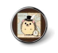 1 Inch Round Brooch Pin - Alloy Metal, Elegant Lapel Pin for Men & Women, Funny Hedgehog Badge for Hats Jackets Shirts, Versatile Fashion Accessory