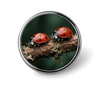1 Inch Round Brooch Pin - Alloy Metal, Elegant Lapel Pin for Men & Women, Ladybug Badge for Hats Jackets Shirts, Versatile Fashion Accessory