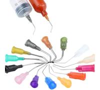 1 Inch Screw Base,100 Curved Blunt Tip Syringe Dispensing Needles for Industrial Liquid Glue,Needles Length 25mm,0.5mm(I.D.)x 0.81mm(OD),Total Length