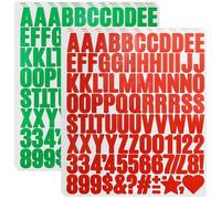 1 Inch Small Capital Letter Numbers Stickers, Self Adhesive Alphabet Number Stickers for Scrapbook, Water Bottle, Invitation Cards, Notebook, 6 Sheets Dark Green & Red