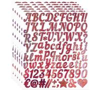 1 Inch Small Self Adhesive Vinyl Letter Number Symbol Stickers Kit,528 Pieces Glitter Alphabet Numbers Stickers for Mailbox, Water Bottle, Scrapbook, Notebook - Pink