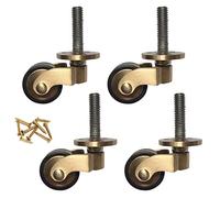 1 Inch Swivel Caster Wheels 360 Degree Rotating Furniture Cators,Solid Brass Wheels with Rubber,Threaded Stem Castor Wheels for Chair Cabinet Table Dining Car,with Screws,Set of 4 (A)