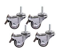 1 Inch Swivel Caster Wheels Soft Rubber M6x 15mm Threaded Stem Caster Wheel Moving Caster Wheels Trolley Furniture Caster with Brake,45Kg Load Capacity,for Small Furniture