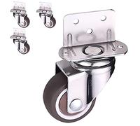 1 Inch to 2 Inch L Shaped Swivel Casters Set of 4 Quiet TPE Rubber Wheels with Brakes Shock Absorbing Replacement Casters for DIY Furniture and Home Projects