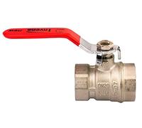 1" Inch Water Lever Type Ball Valve Female x Female Red Handle Quarter Turn