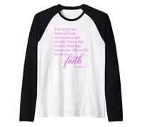 1 John 5:4 Faith Overcome Born of God Bible Verse Scripture Raglan Baseball Tee