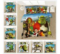 (1, King-220*240cm) Kids Shrek 3D Bedding Set 3PCS Duvet Cover Pillowcase 3 Sizes Single Double UK