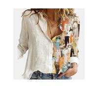 (1, L) Women Spring And Autumn Long Sleeve Polo Neck Fashion Print Loose Relaxed Comfortable Slim Elegant Commuter Popular Tops