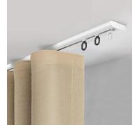1 Läufig Decken-vorhangschiene 1-6m Gardinenschiene Aluminium Mit Stummen Rollen Vorhangschienen Deckenmontage Gardinen Schienensystem Vorhang Schiene Für Raumteiler, Balkon(White,5.4m(17.7ft))