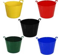 1 Large 42L Flexi Tub Bucket With Handles Heavy Duty Polyethylene Storage Bucket Multipurpose Use Assorted Colour