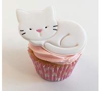1 Large Sugar Lying Down 8cm x 5cm White Cat Cake Decoration. Edible, Unique and Made with Love in The UK!