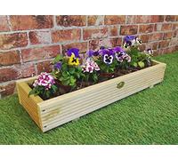 1 Layer Window Box Wooden Garden Decking Trough Planter Pot 30 60 80 100 120 145 cm (80 cm, Natural)