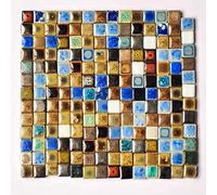 1 lb Square Mosaic Tiles Multicolor Mixed Mosaic Ceramic Pieces for Crafts Bulk DIY Picture Frames Handmade Coasters Art Material Decoration - 0.6x0.6 inch