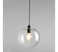 1 Light Ball Shaped Glass Pendant Light For Dining Room Chandelier Lighting Over Table,black/gold Finish Hanging Ceiling Light Fixture For Kitchen Bar Present