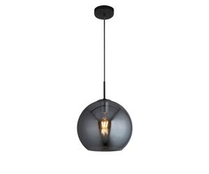 1 Light Black Modern Round Smoked Glass Shade Ceiling Hanging Pendant Fitting