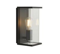 1 Light Dark Grey Outdoor Boxed Wall Porch Mount Light with Clear Glass Panels