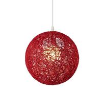 1 Light Globe Design Natural Rattan Chandelier Colorful Woven Twine Hanging Lamp Set Rustic Porch Pendant Light Country American Style Suspended Lighting for Bedroom,Bar Cafe