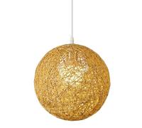 1 Light Globe Design Natural Rattan Chandelier Colorful Woven Twine Hanging Lamp Set Rustic Porch Pendant Light Country American Style Suspended Lighting for Bedroom,Bar Cafe
