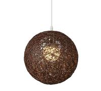 1 Light Globe Design Natural Rattan Chandelier Colorful Woven Twine Hanging Lamp Set Rustic Porch Pendant Light Country American Style Suspended Lighting for Bedroom,Bar Cafe