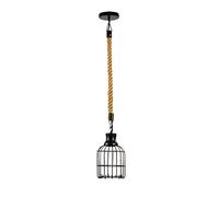 1-Light Indoor Pendant Lamp American rural retro creative industry wind iron Birdcage Lantern Single Head Vintage Thick Ceiling Lights art barber shop clothing restaurant hemp rope chandelier