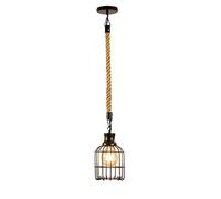 1-Light Indoor Pendant Lamp American rural retro creative industry wind iron Birdcage Lantern Single Head Vintage Thick Ceiling Lights art barber shop clothing restaurant hemp rope chandelier