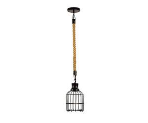 1-Light Indoor Pendant Lamp American rural retro creative industry wind iron Birdcage Lantern Single Head Vintage Thick Ceiling Lights art barber shop clothing restaurant hemp rope chandelier