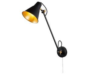 1 Light LED Flexi Adjustable Swing Arm Wall Bracket Fitting Matt Black And Gold