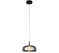 1 Light Matt Black Finish LED Ceiling Fitting Pendant With Smoked Glass Shade