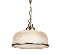 Searchlight Lighting Bistro II Single Light Ceiling Pendant In Antique Brass Finish With Halophane Glass Shades