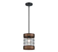 1-Light Pendant Langston Black / Barnwood