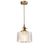 1 Light Pendant Light Industrial Cylindrical Glass Farmhouse Hanging Light Fixture for Kitchen Islands, Dining Room Chandelier Ceiling Light Made in China