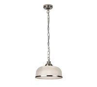 Searchlight 1682SS Bistro II One Light Ceiling Pendant Light in Satin Silver with Glass Shade