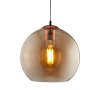 Searchlight Lighting Balls Single Light Large Ceiling Pendant In Antique Brass Finish With Clear Amber Glass Shade