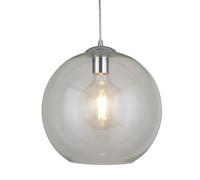 30cm Chrome Finish Ceiling Fitting Pendant Light Round Transparent Glass Shade