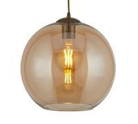 25cm Barcelona Pendant Light in Amber Glass aged brass