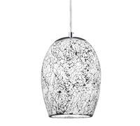 1 Light White Crackle Glass Design Hanging Chandelier Ceiling Pendant Fitting