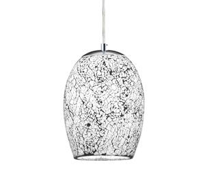 1 Light White Crackle Glass Design Hanging Chandelier Ceiling Pendant Fitting
