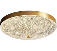1-Lights Brushed Metal Ceiling Lamp Gold Round Modern Ceiling Chandelier Retro Mid-Century Flush Mount Ceiling Light with Acrylic Shade for Bedroom Loft Farmhouse Ma