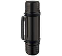 1 Liter Isosteel DUO Vacuum Flask, Plastic Screw Stopper, Quickstop System for one Hand Use, 2 Insulating Plastic Drinking Mugs, Titanium Finish Grey