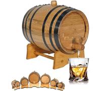 1 Liter Oak Aging Barrel with Wood Stand, Bung & Spigot - Mini Whiskey Barrels for The Home Alcohol Distiller, Moonshiner & Winemaker - Age Cocktails, Bourbon, Whisky, Tequila, Rum, Mead Wine (1L)