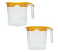 1 Liter Plastic Jug with Lid for Water Fruit Juices Milk Fridge Door Stoarge Jug (Yellow, 2)