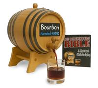 1 Liter Whiskey Barrel Dispenser with Chalkboard Front - Oak Barrels for Aging Whiskey, Cocktails, Tequila - Bourbon Barrel Home Bar Decor - Charred 1L Mini Whiskey Barrels