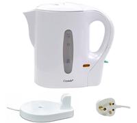 1 Litre 830W Cordless Electric Kettle Kitchen Caravan Travel Hot Water Jug - Overheat Thermostat - White