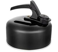 1-Litre Black Aluminium Whistling Stove Top Kettle, Camping Kettle with Handle, Non-Induction, Lightweight & Durable