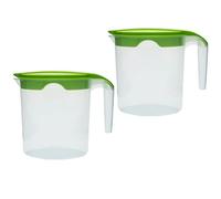 1 Litre Plastic Jug with Lid for Milk Water Juice & More (Green, 2)