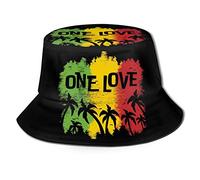1 Love Music Reggae Rasta Unisex Bucket Hat Summer Travel Beach Sun Hats Outdoor Cap