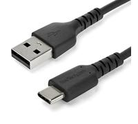 StarTech.com 1m USB A to USB C Charging Cable - Durable Fast Charge & Sync USB 2.0 to USB Type C Data Cord - Rugged TPE Jacket Aramid Fiber M/M 3A Black - Samsung S10, iPad Pro, Pixel